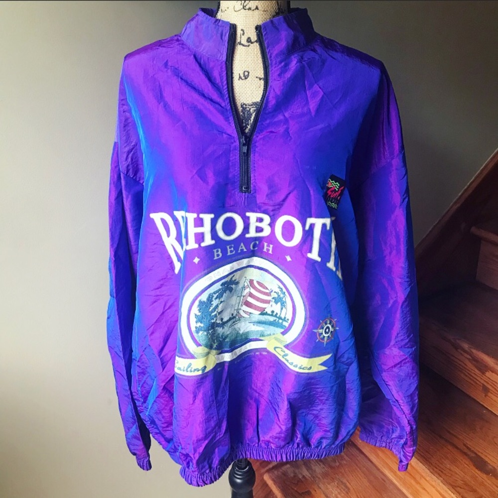 90s Vintage Rehoboth Beach Quarter Zip Windbreaker